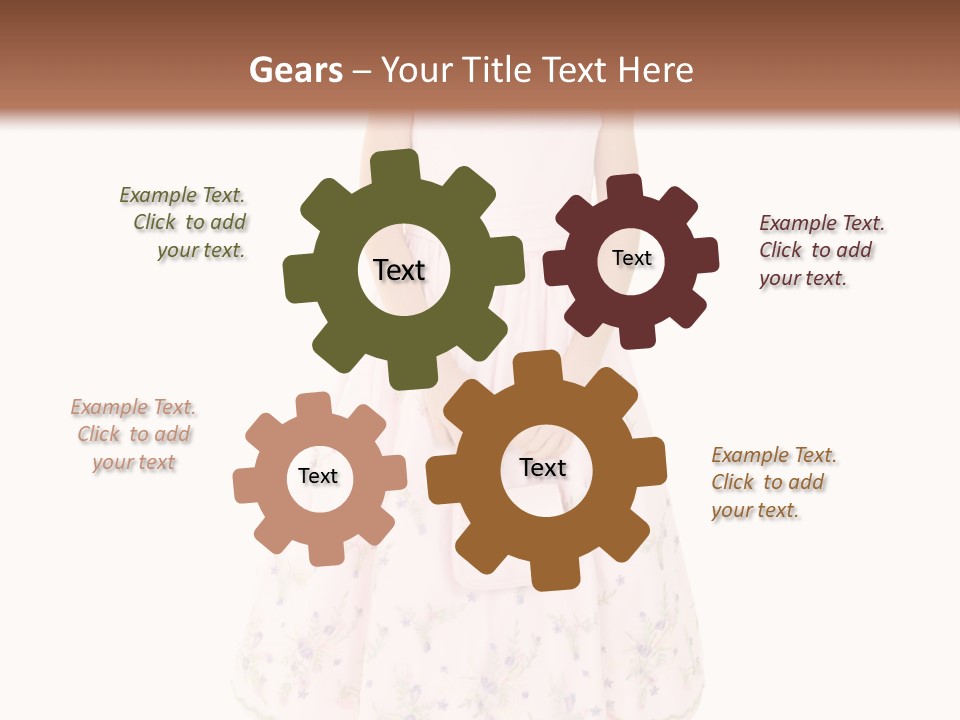 Young Caucasian Girl Dressed In A Easter Dress And Standing On A White Background. PowerPoint Template