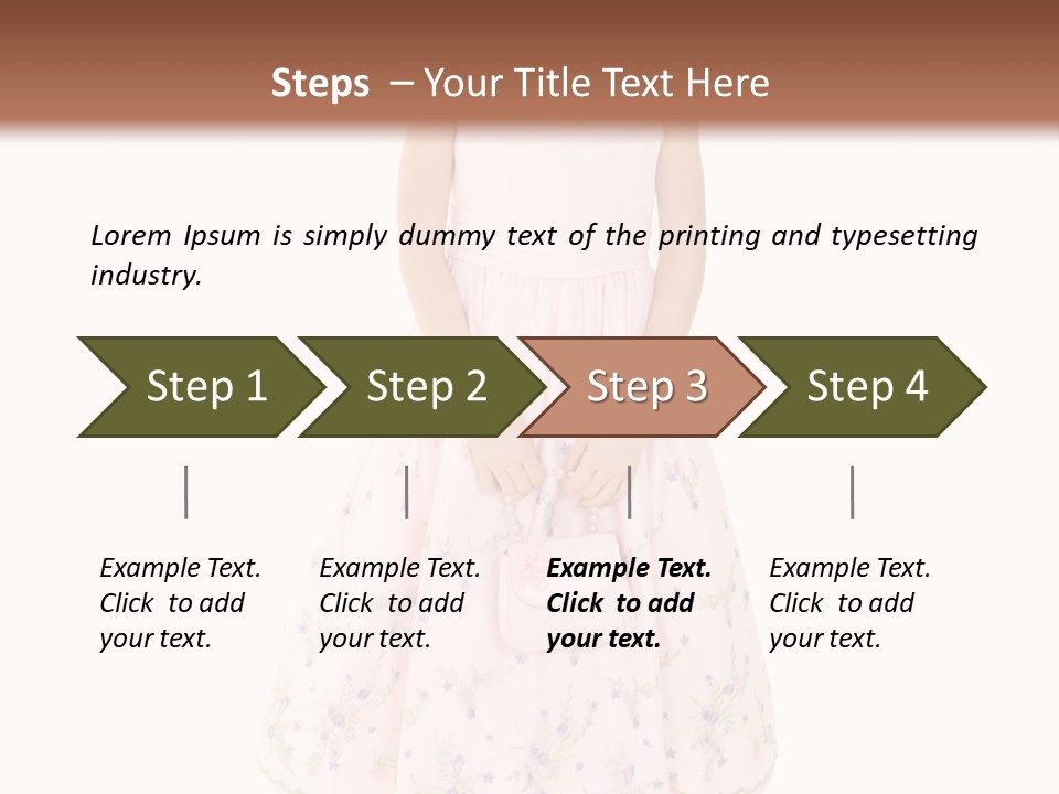 Young Caucasian Girl Dressed In A Easter Dress And Standing On A White Background. PowerPoint Template