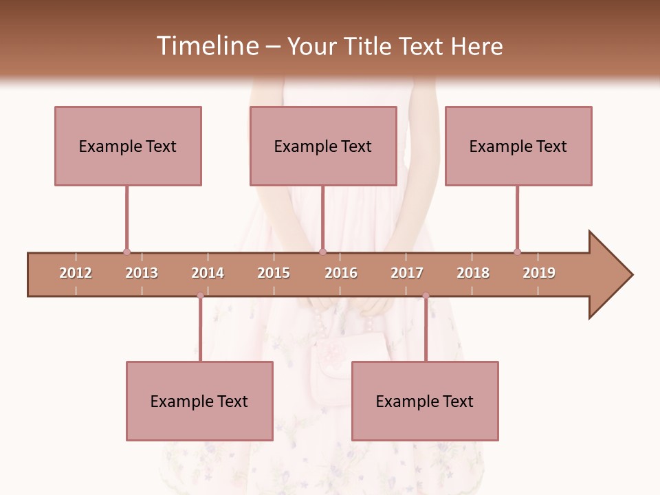 Young Caucasian Girl Dressed In A Easter Dress And Standing On A White Background. PowerPoint Template