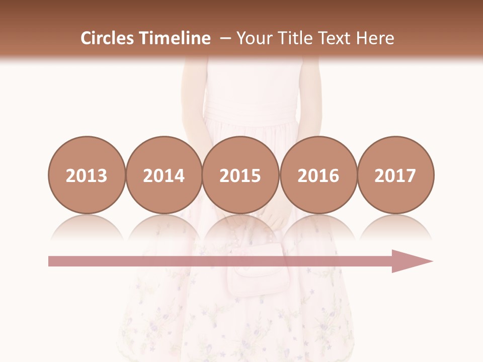 Young Caucasian Girl Dressed In A Easter Dress And Standing On A White Background. PowerPoint Template