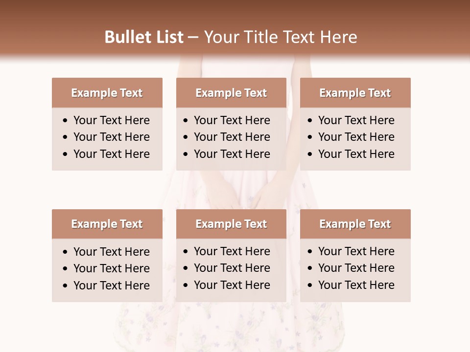 Young Caucasian Girl Dressed In A Easter Dress And Standing On A White Background. PowerPoint Template