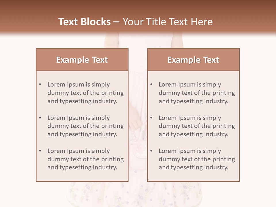 Young Caucasian Girl Dressed In A Easter Dress And Standing On A White Background. PowerPoint Template