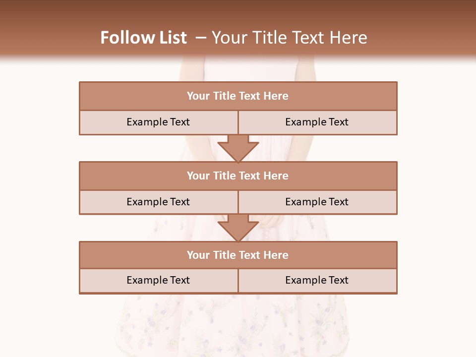 Young Caucasian Girl Dressed In A Easter Dress And Standing On A White Background. PowerPoint Template
