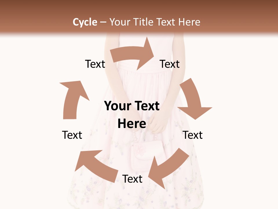 Young Caucasian Girl Dressed In A Easter Dress And Standing On A White Background. PowerPoint Template