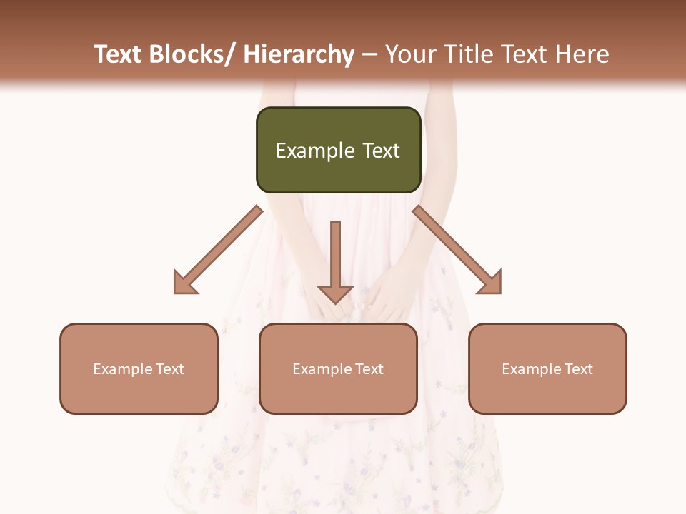 Young Caucasian Girl Dressed In A Easter Dress And Standing On A White Background. PowerPoint Template