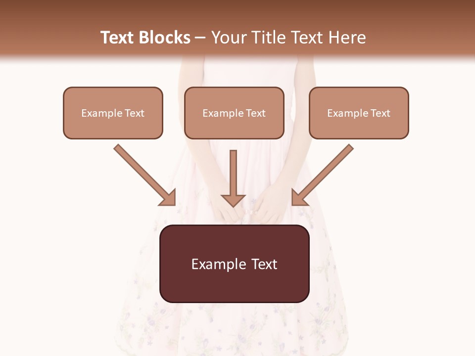 Young Caucasian Girl Dressed In A Easter Dress And Standing On A White Background. PowerPoint Template