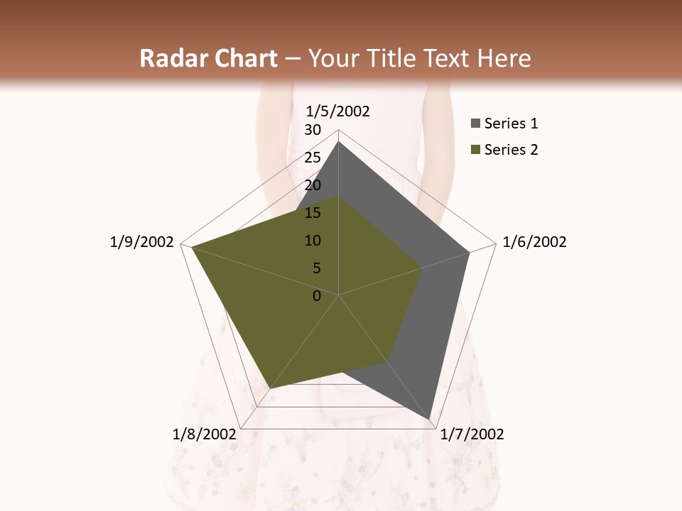 Young Caucasian Girl Dressed In A Easter Dress And Standing On A White Background. PowerPoint Template