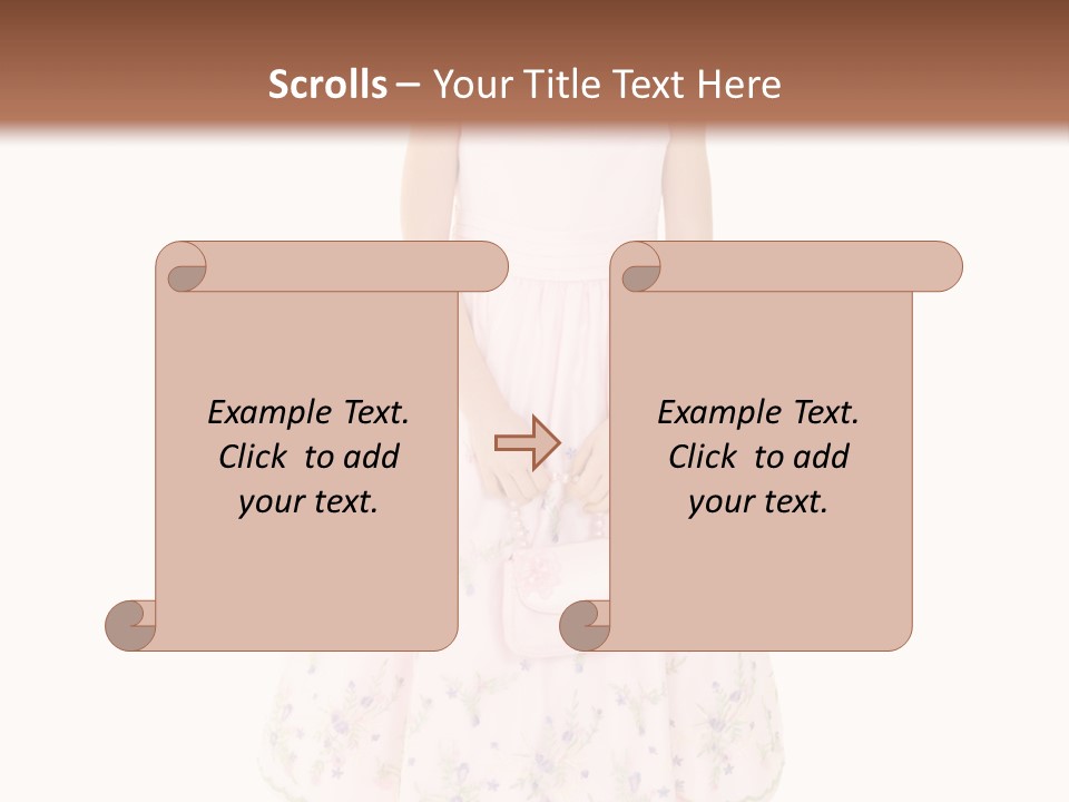 Young Caucasian Girl Dressed In A Easter Dress And Standing On A White Background. PowerPoint Template