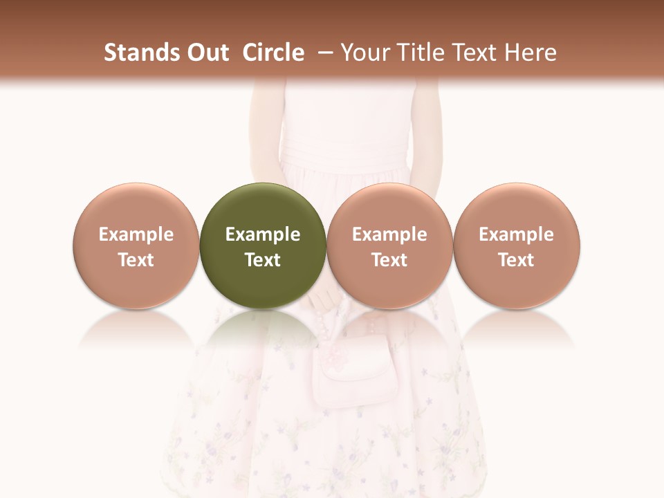 Young Caucasian Girl Dressed In A Easter Dress And Standing On A White Background. PowerPoint Template