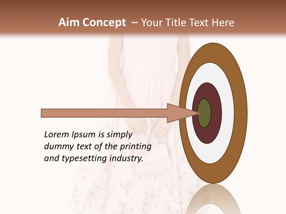 Young Caucasian Girl Dressed In A Easter Dress And Standing On A White Background. PowerPoint Template