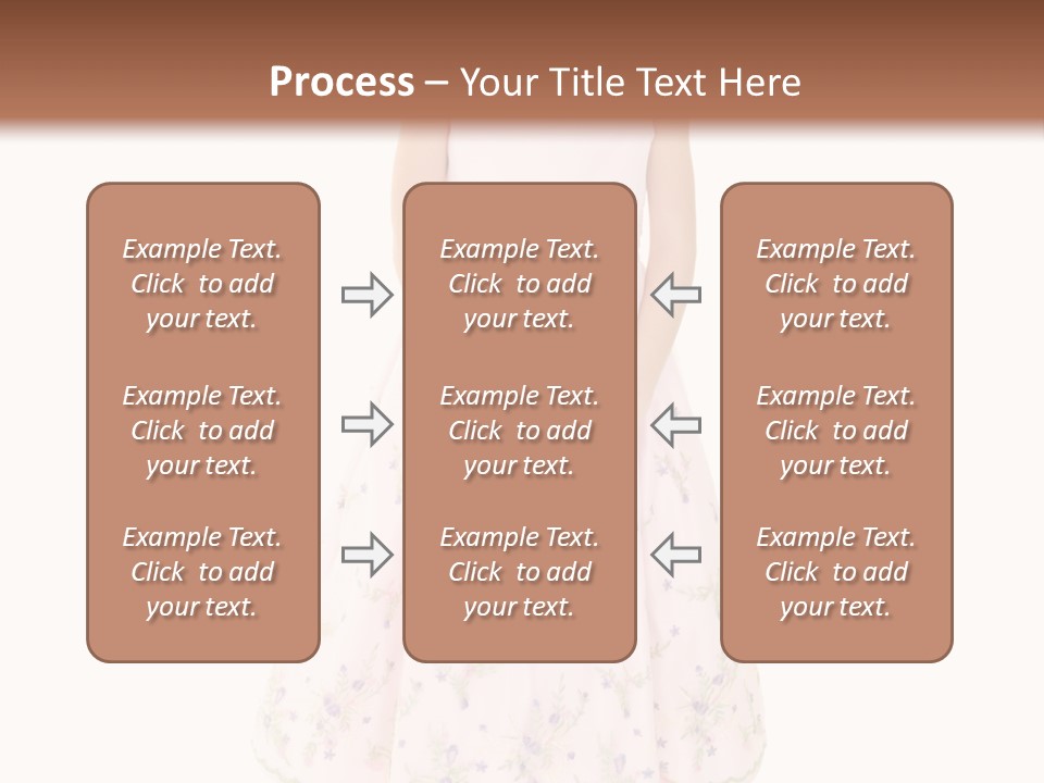 Young Caucasian Girl Dressed In A Easter Dress And Standing On A White Background. PowerPoint Template