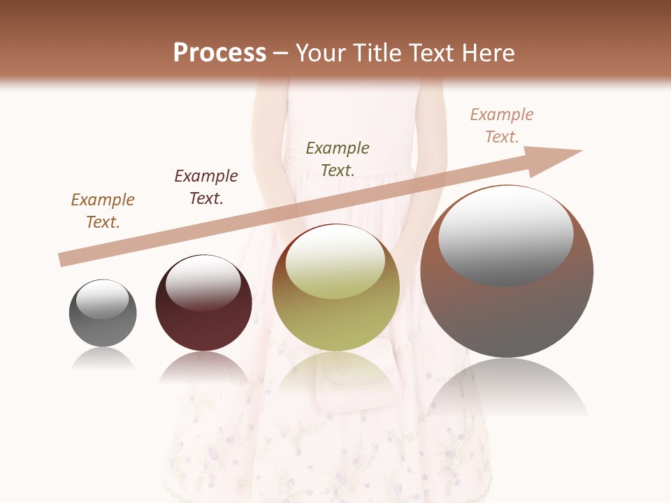 Young Caucasian Girl Dressed In A Easter Dress And Standing On A White Background. PowerPoint Template