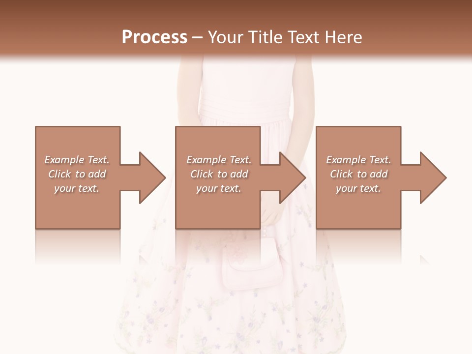 Young Caucasian Girl Dressed In A Easter Dress And Standing On A White Background. PowerPoint Template