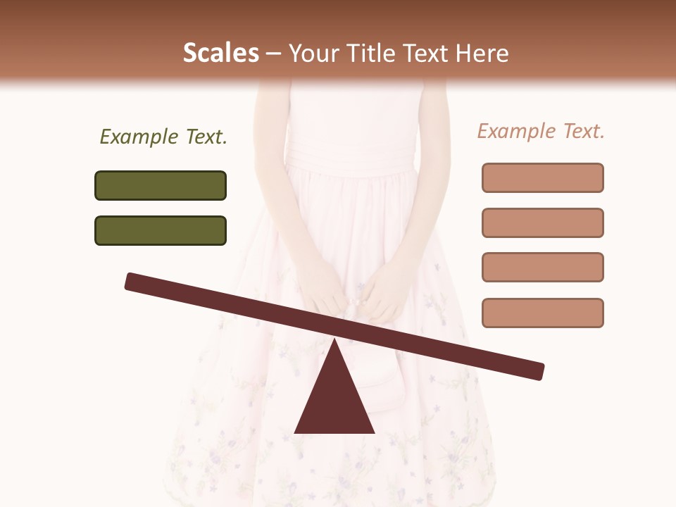 Young Caucasian Girl Dressed In A Easter Dress And Standing On A White Background. PowerPoint Template