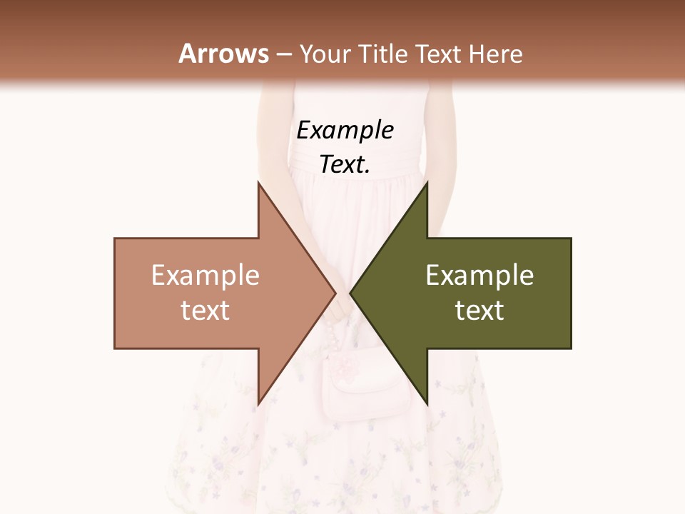 Young Caucasian Girl Dressed In A Easter Dress And Standing On A White Background. PowerPoint Template