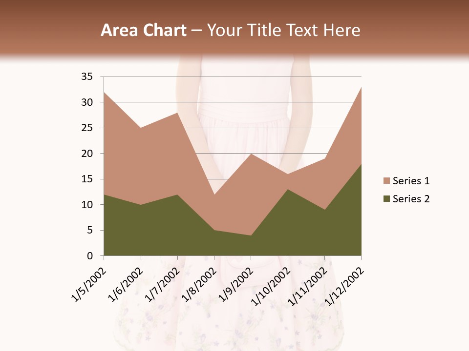 Young Caucasian Girl Dressed In A Easter Dress And Standing On A White Background. PowerPoint Template