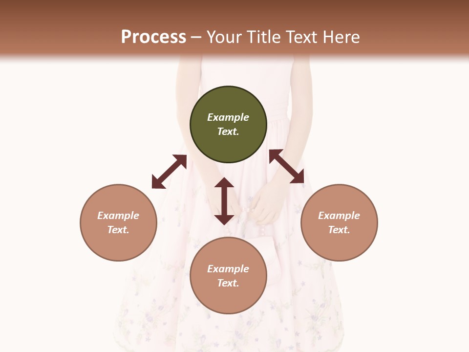 Young Caucasian Girl Dressed In A Easter Dress And Standing On A White Background. PowerPoint Template