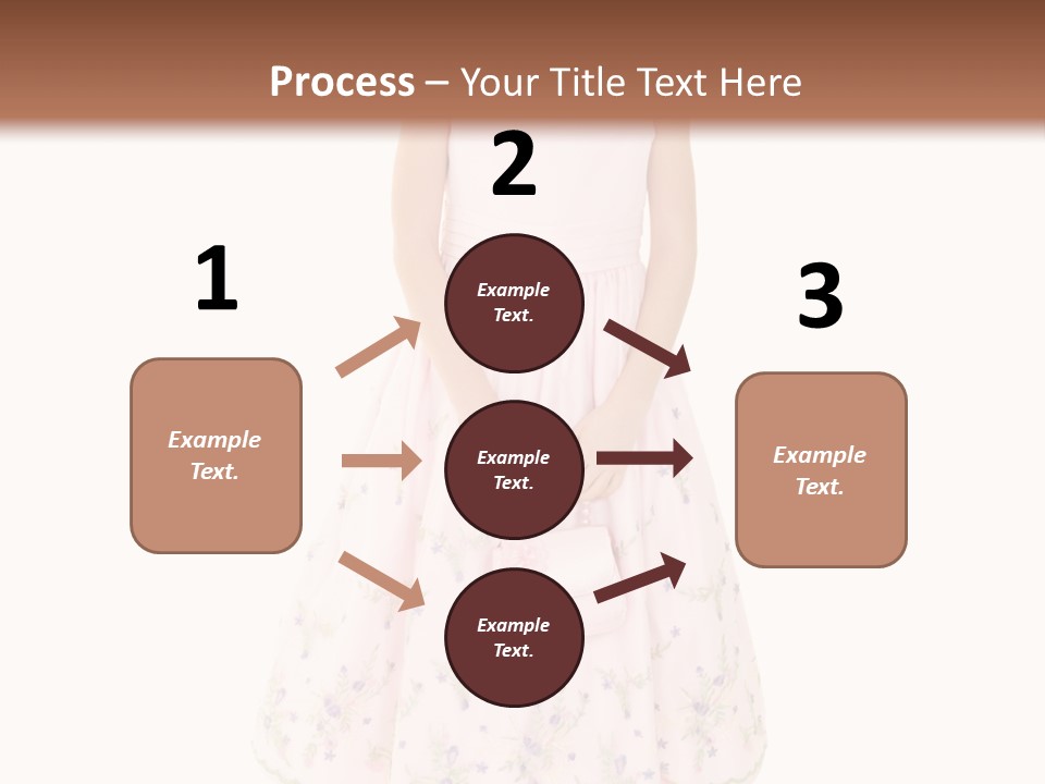 Young Caucasian Girl Dressed In A Easter Dress And Standing On A White Background. PowerPoint Template