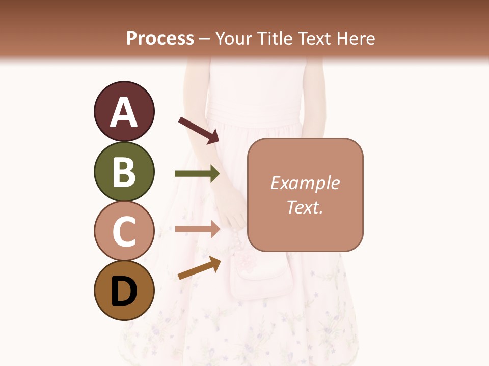 Young Caucasian Girl Dressed In A Easter Dress And Standing On A White Background. PowerPoint Template