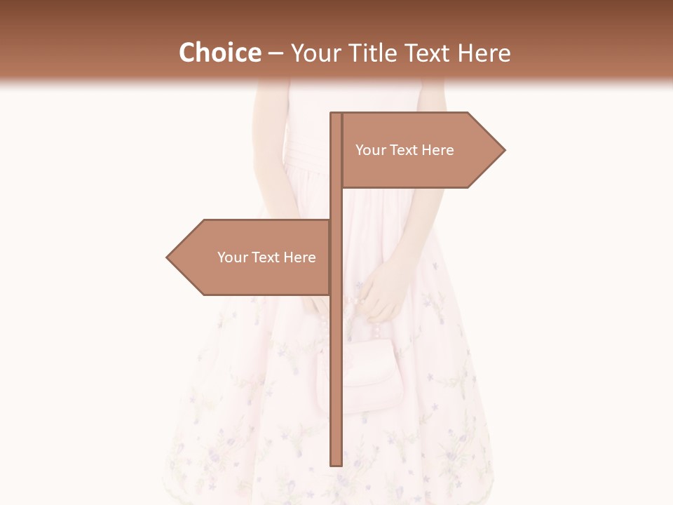 Young Caucasian Girl Dressed In A Easter Dress And Standing On A White Background. PowerPoint Template