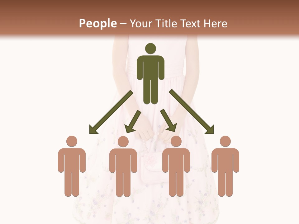 Young Caucasian Girl Dressed In A Easter Dress And Standing On A White Background. PowerPoint Template