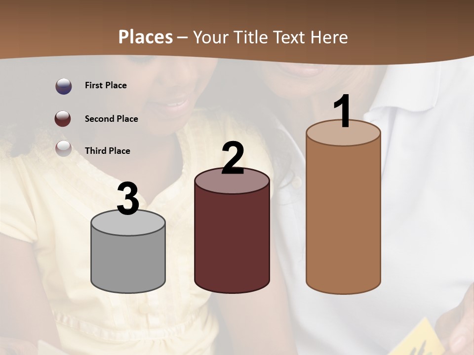 Grandmother And Granddaughter Reading And Smiling PowerPoint Template