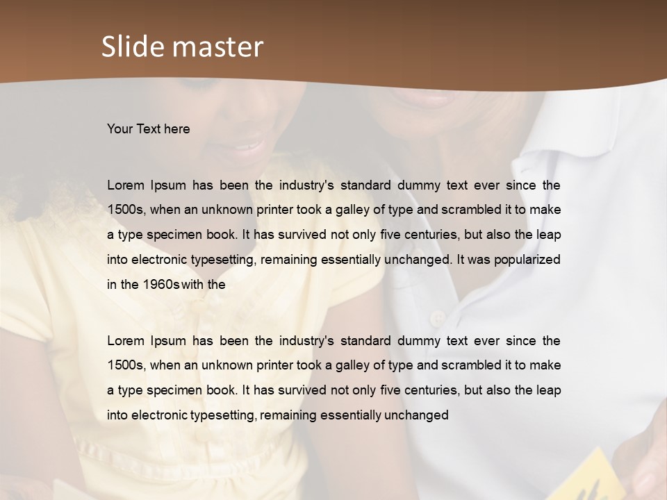 Grandmother And Granddaughter Reading And Smiling PowerPoint Template