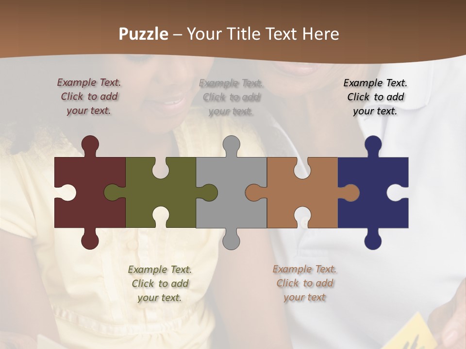 Grandmother And Granddaughter Reading And Smiling PowerPoint Template