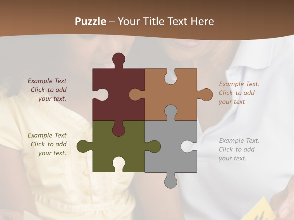 Grandmother And Granddaughter Reading And Smiling PowerPoint Template