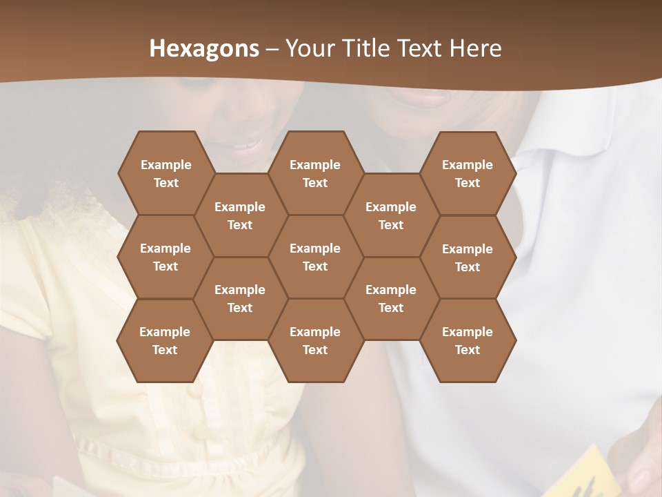 Grandmother And Granddaughter Reading And Smiling PowerPoint Template