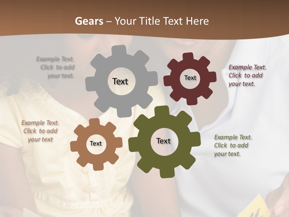 Grandmother And Granddaughter Reading And Smiling PowerPoint Template