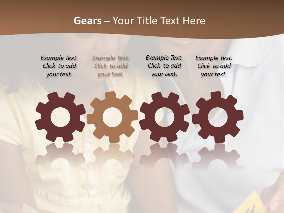 Grandmother And Granddaughter Reading And Smiling PowerPoint Template