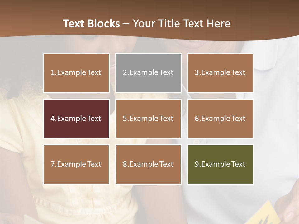 Grandmother And Granddaughter Reading And Smiling PowerPoint Template