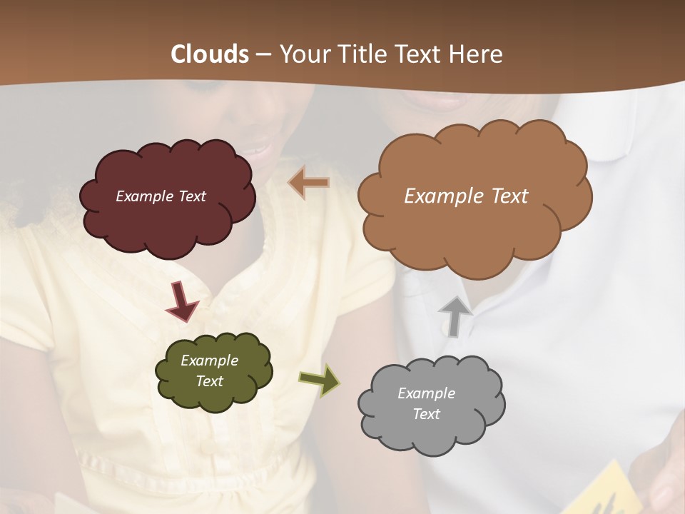 Grandmother And Granddaughter Reading And Smiling PowerPoint Template