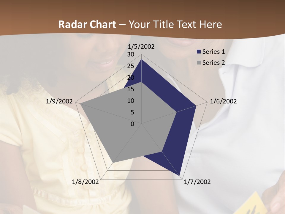 Grandmother And Granddaughter Reading And Smiling PowerPoint Template