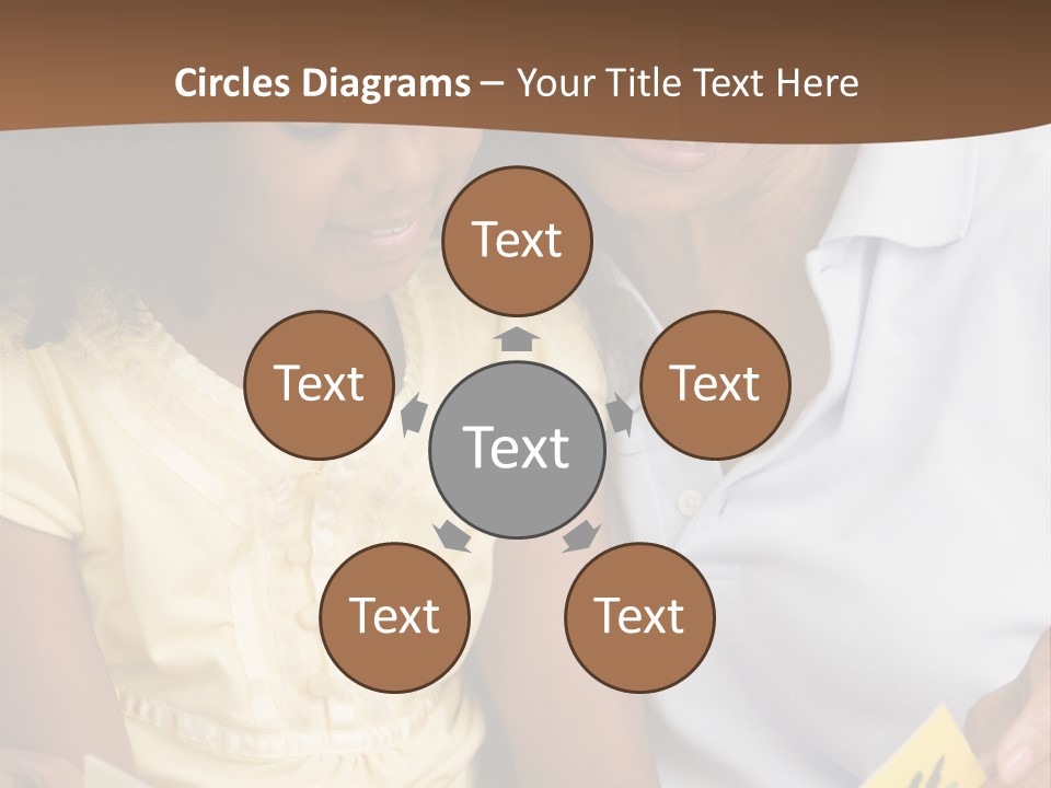 Grandmother And Granddaughter Reading And Smiling PowerPoint Template