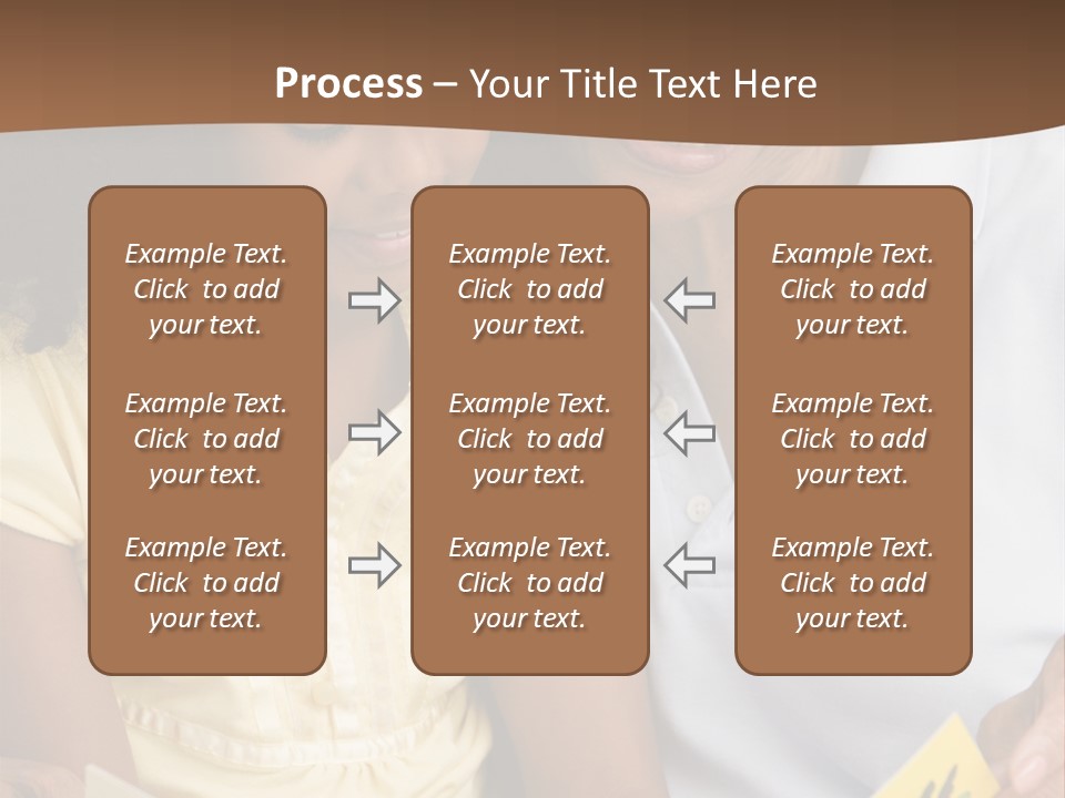 Grandmother And Granddaughter Reading And Smiling PowerPoint Template