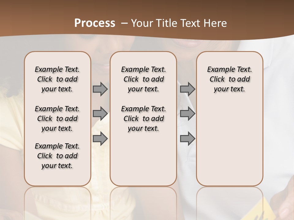 Grandmother And Granddaughter Reading And Smiling PowerPoint Template