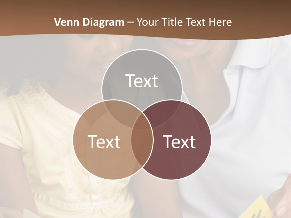 Grandmother And Granddaughter Reading And Smiling PowerPoint Template