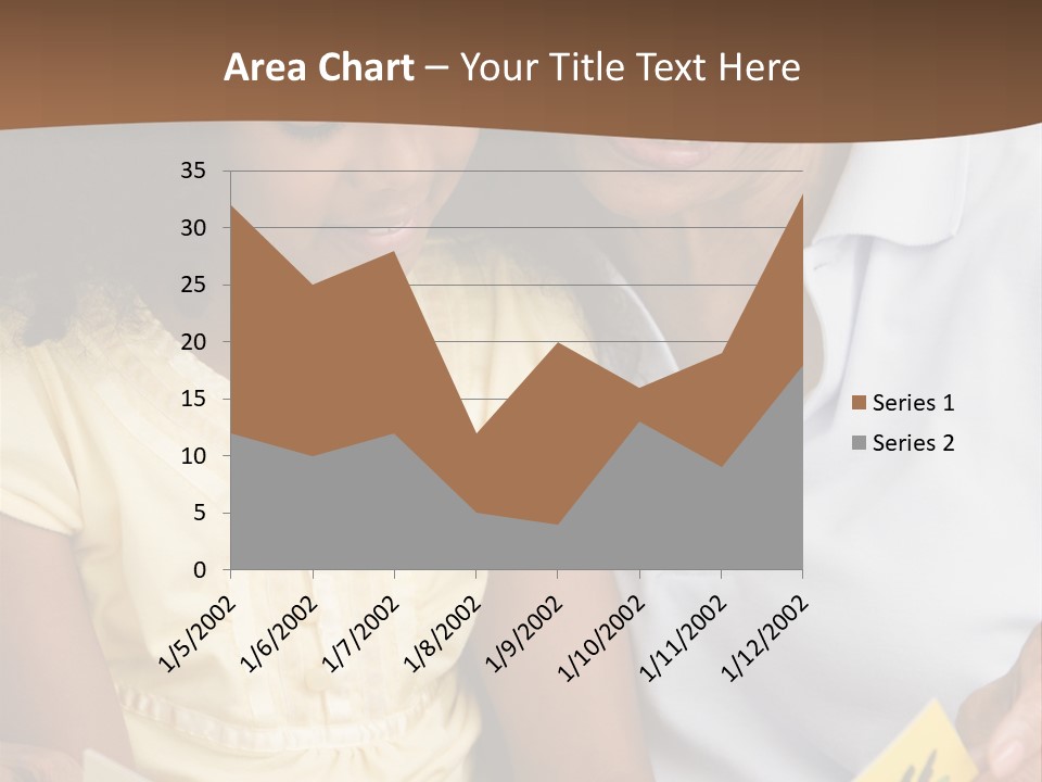 Grandmother And Granddaughter Reading And Smiling PowerPoint Template