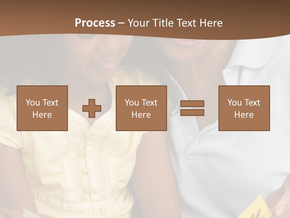 Grandmother And Granddaughter Reading And Smiling PowerPoint Template