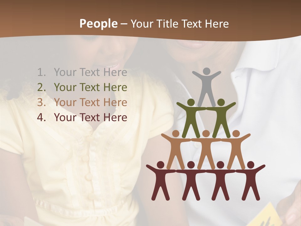 Grandmother And Granddaughter Reading And Smiling PowerPoint Template