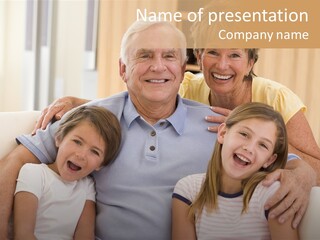 Grandparents Posing With Grandchildren PowerPoint Template