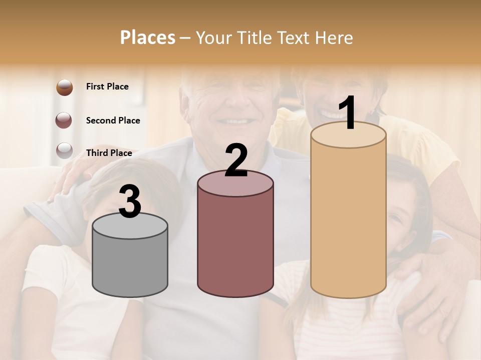 Grandparents Posing With Grandchildren PowerPoint Template