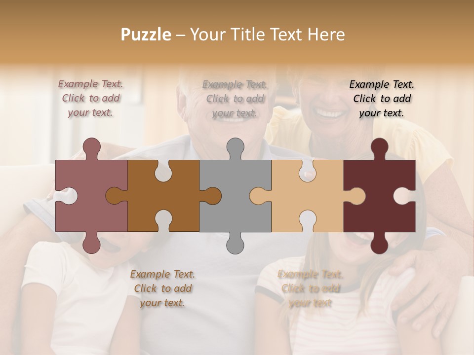 Grandparents Posing With Grandchildren PowerPoint Template