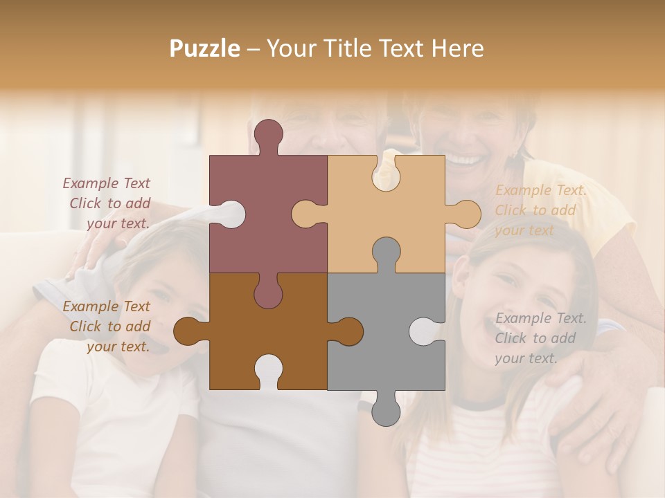 Grandparents Posing With Grandchildren PowerPoint Template