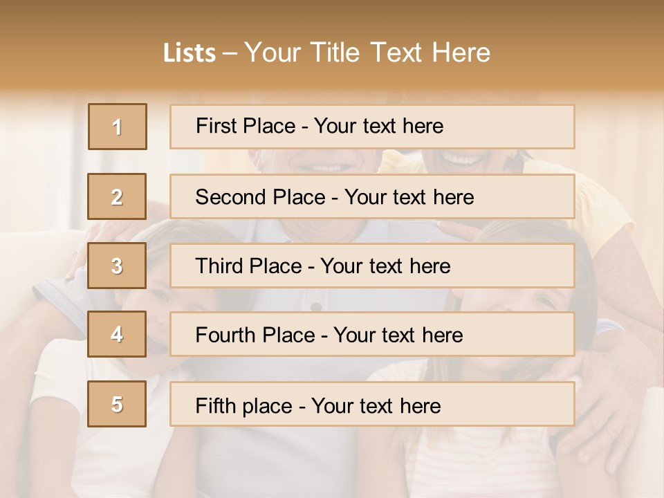 Grandparents Posing With Grandchildren PowerPoint Template
