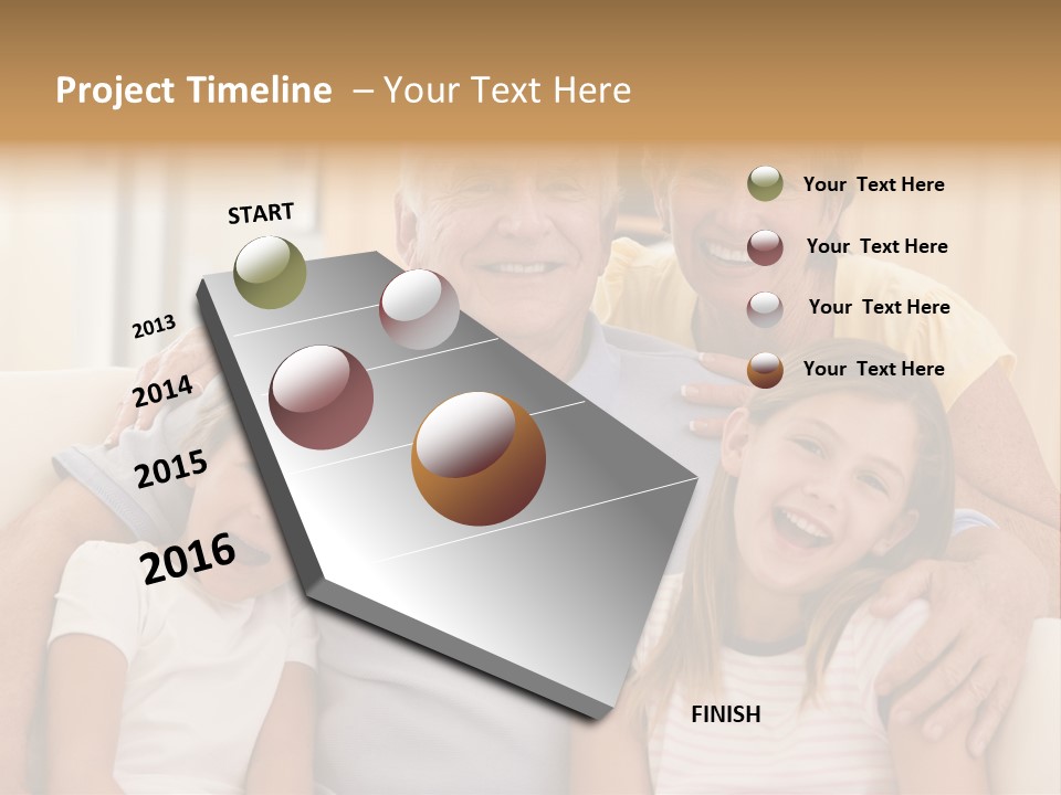 Grandparents Posing With Grandchildren PowerPoint Template