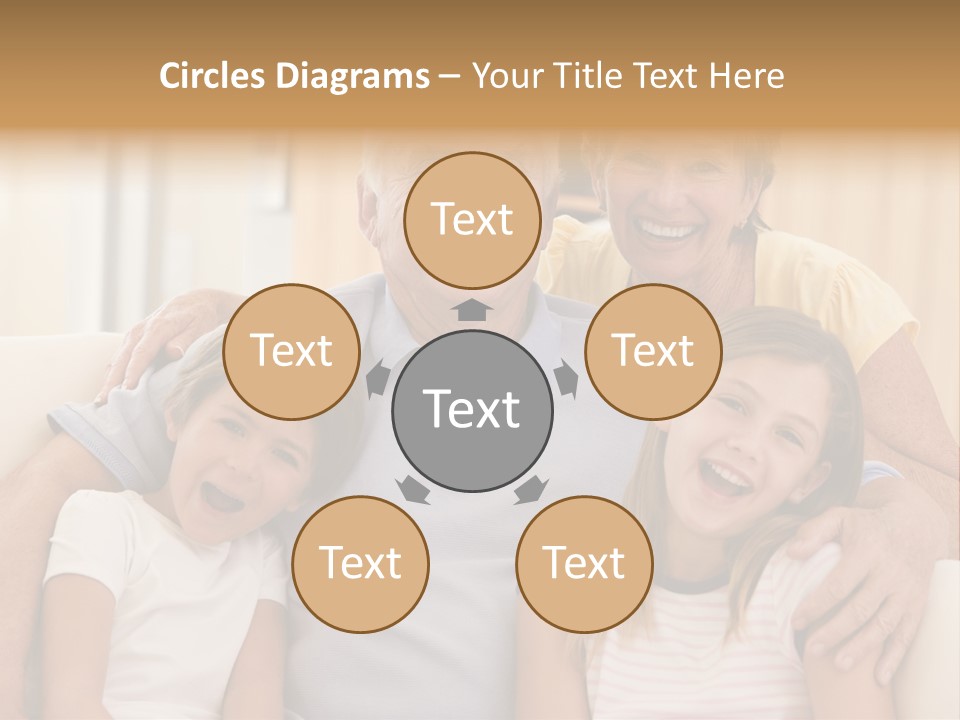 Grandparents Posing With Grandchildren PowerPoint Template