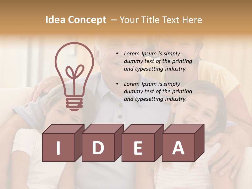 Grandparents Posing With Grandchildren PowerPoint Template